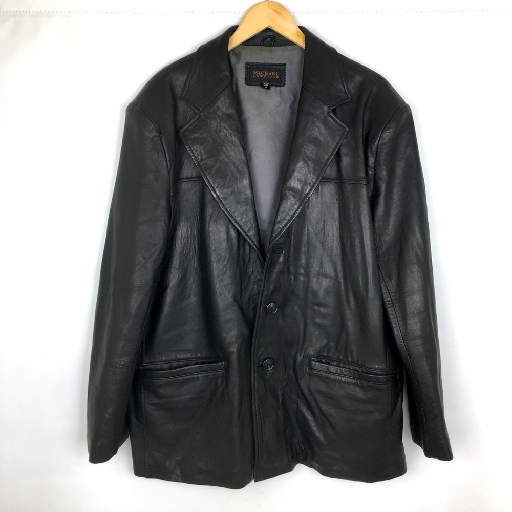 Vintage Michael Laurence Men’s Leather Coat Black Size Medium